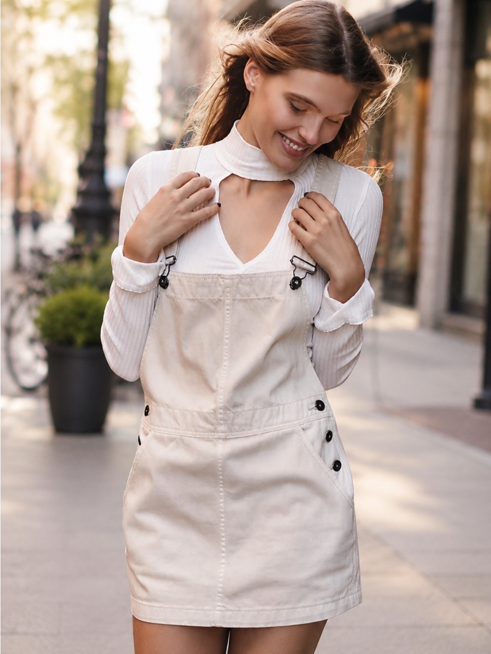 Free People Me & You Jumper / Pinafore Dress, size 29 off white